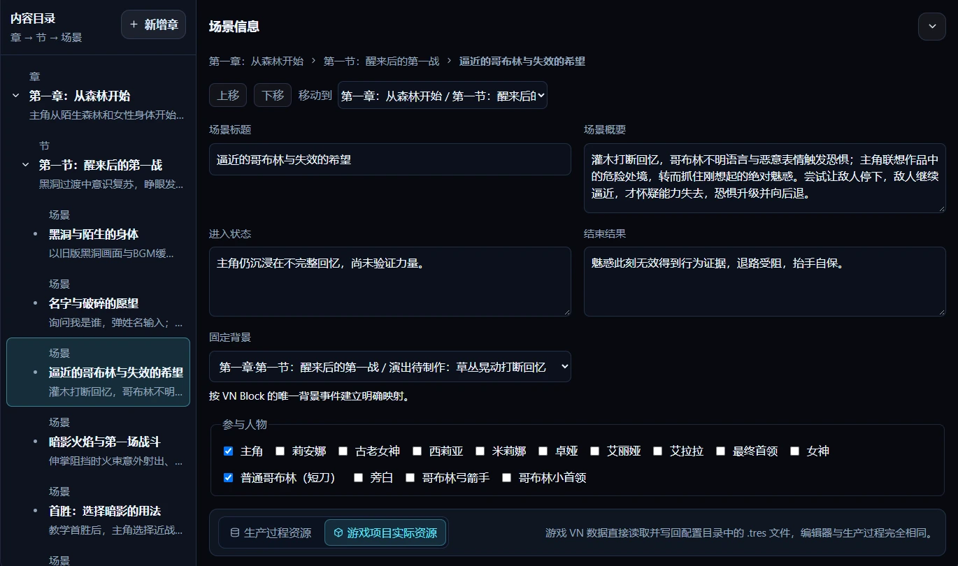 章节、场景与资源